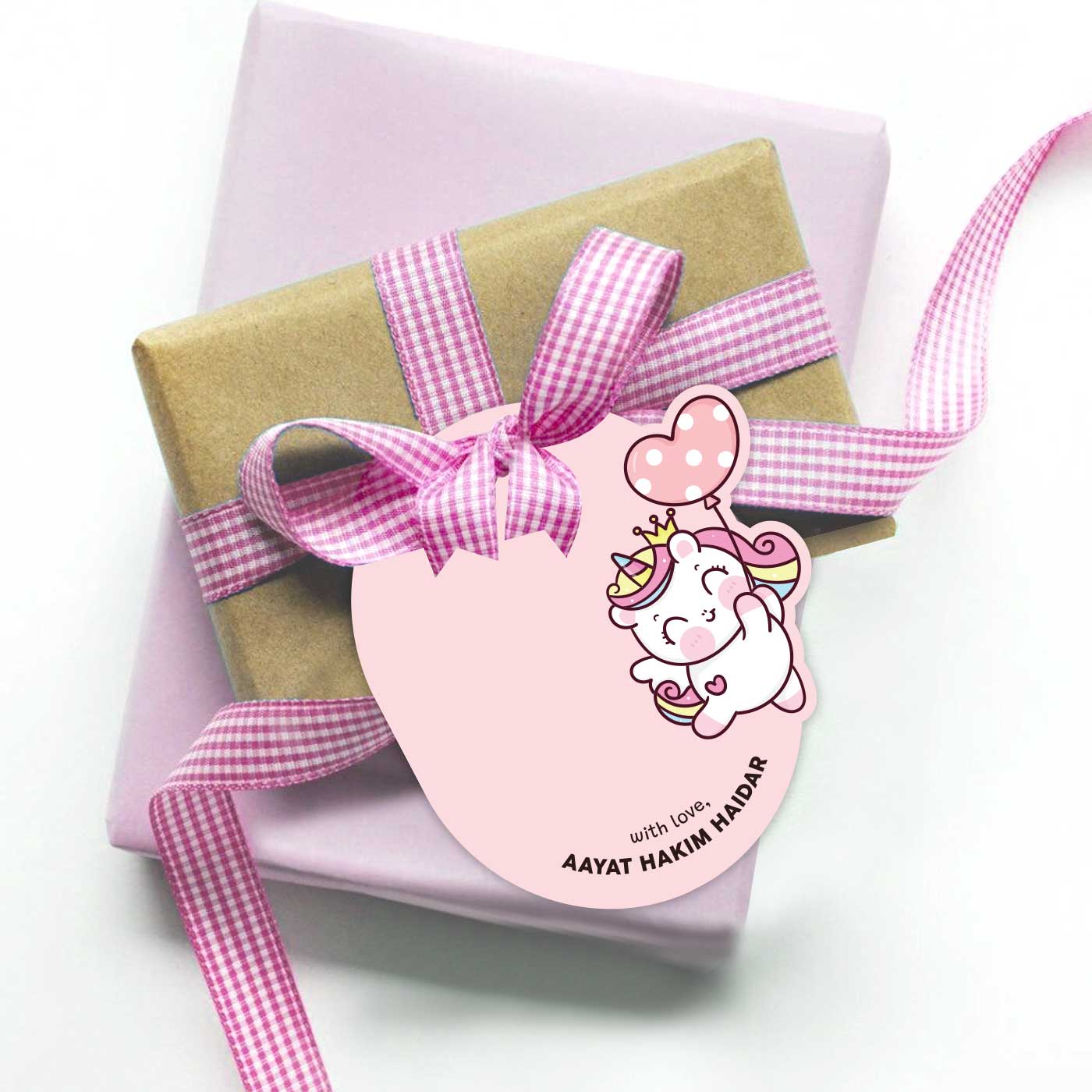Flying Unicorn in Pink Best Wishes Tags