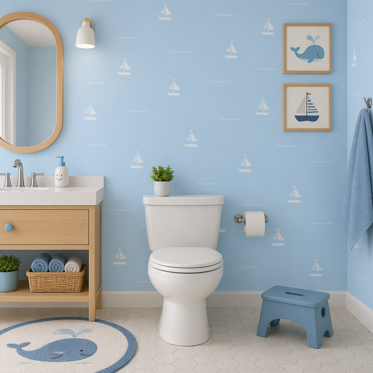 Little Sailor Nautical Pattern Wallpaper