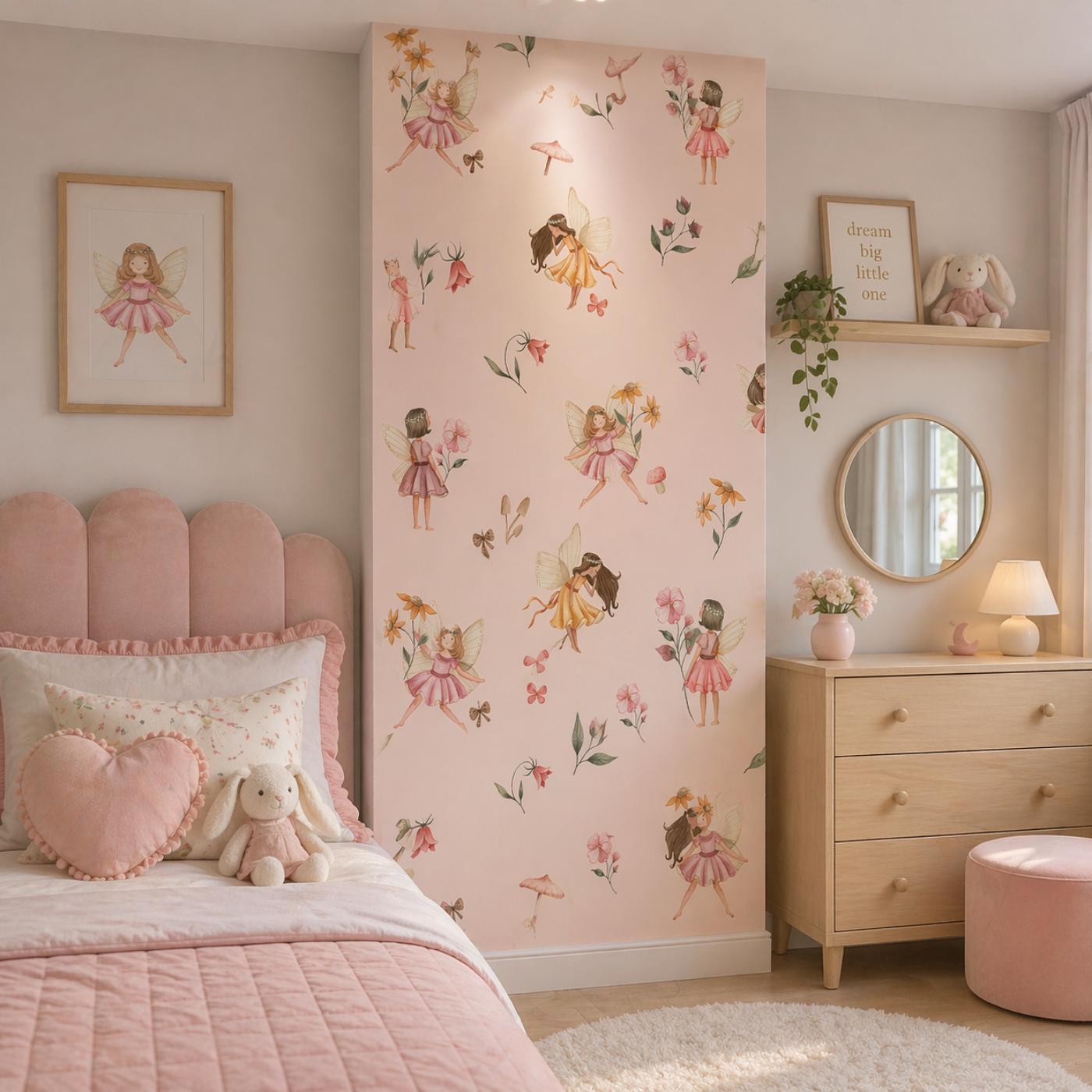 Cute Fairy Princess Wallpaper in Soft Pink Pastel Tones
