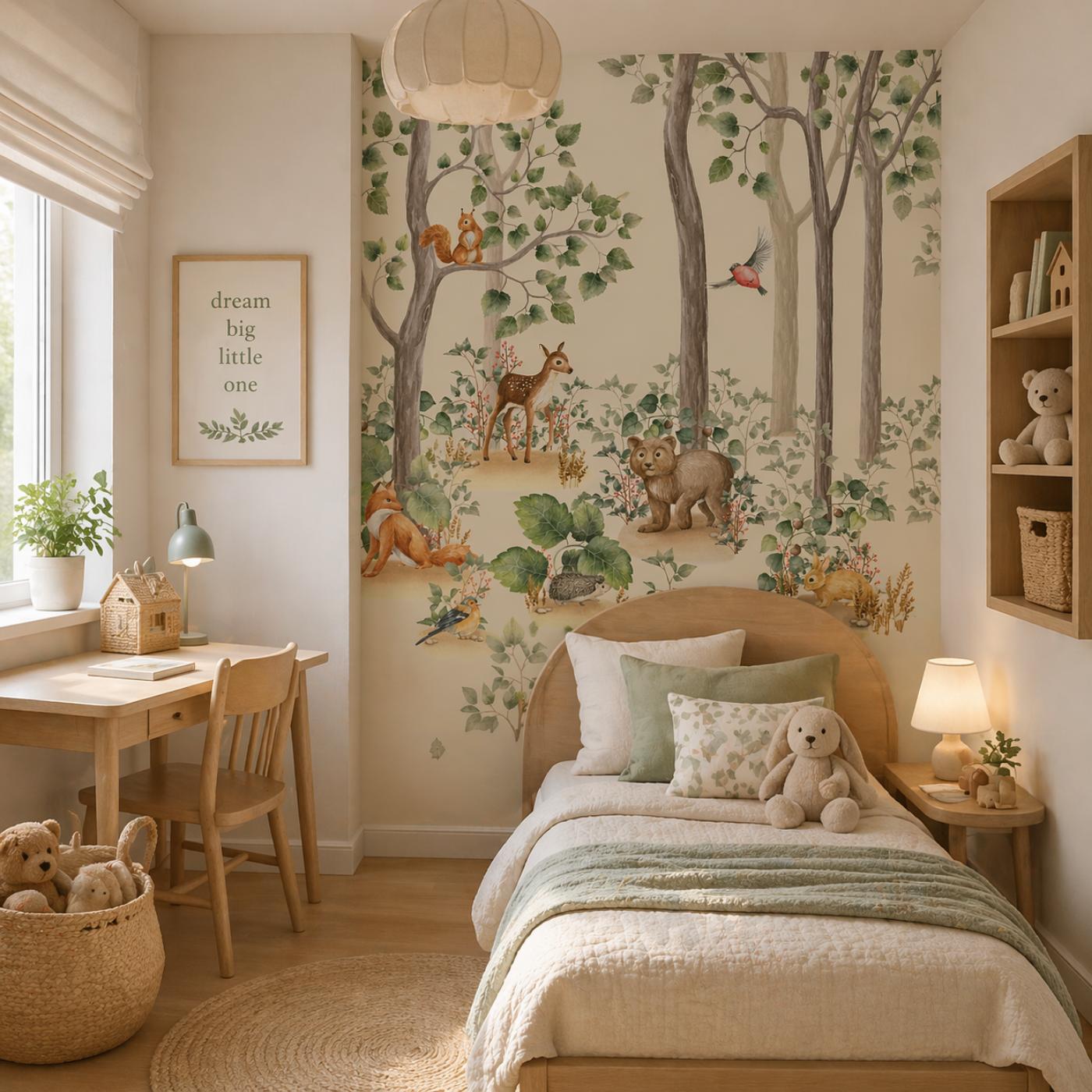 Cute Woodland Animals Wallpaper in Soft Nature Tones