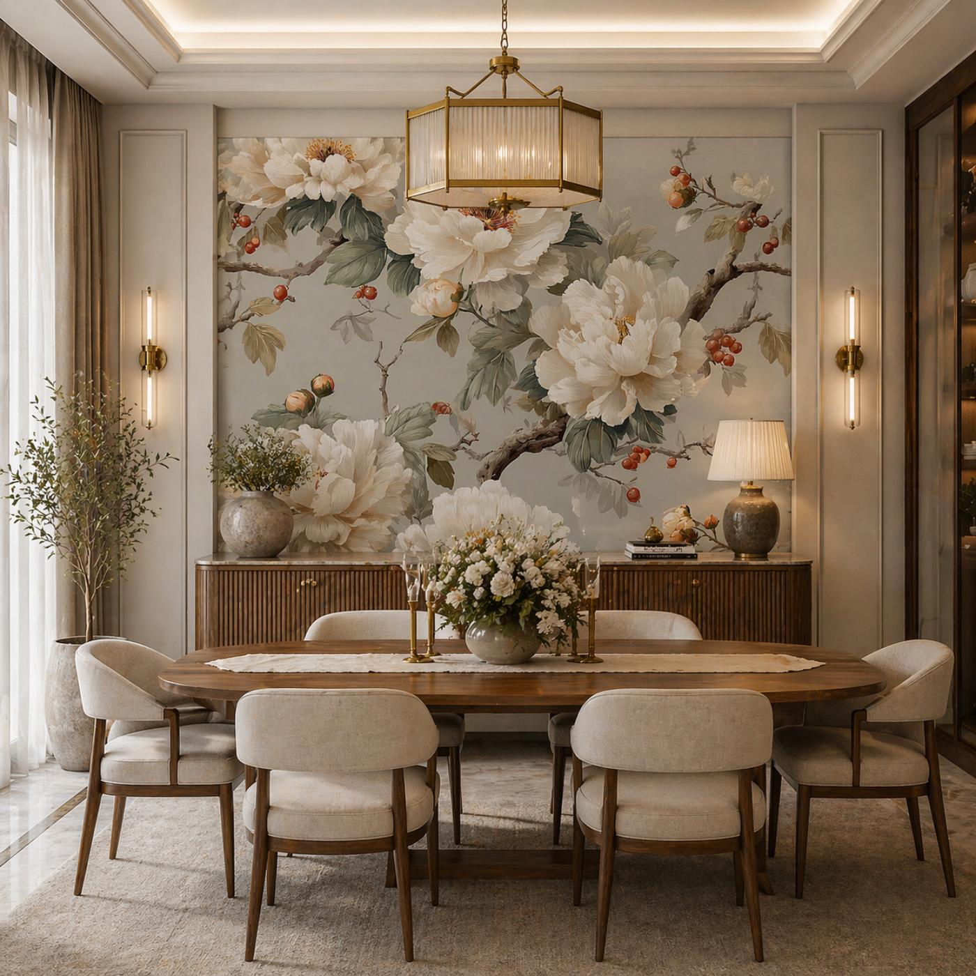 English Soft Floral Wallpaper for Elegant Home Interiors